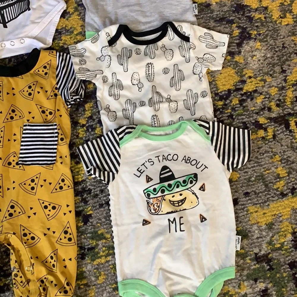 Baby Lot 6 Months Loco Taco Cactus Set Party at My Crib Pizza Jumper Sleep Sack